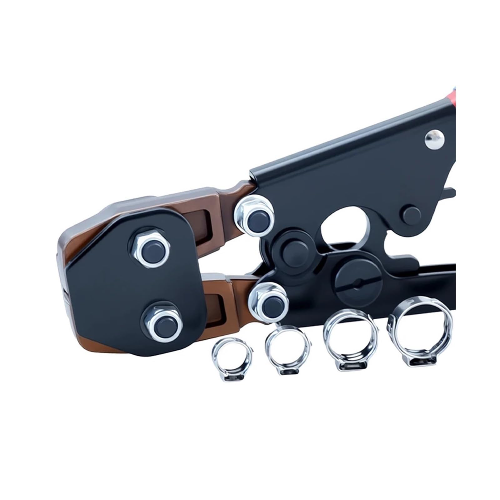 Alicates for abrazaderas de manguera con trinquete de alta resistencia | Herramienta de acero inoxidable for trabajos de fijación de tuberías y desmontaje de abrazaderas.