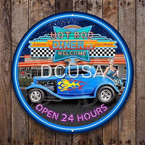 Hot Rod Diner Drive In Retro Café Vintage 50'S Décor Large 24" Metal Wall Sign #TOP1