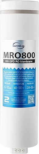 iSpring Reemplazo de ósmosis inversa de membrana RO, alto flujo de hasta 800 GPD, relación pura a aguas residuales de 2.5:1