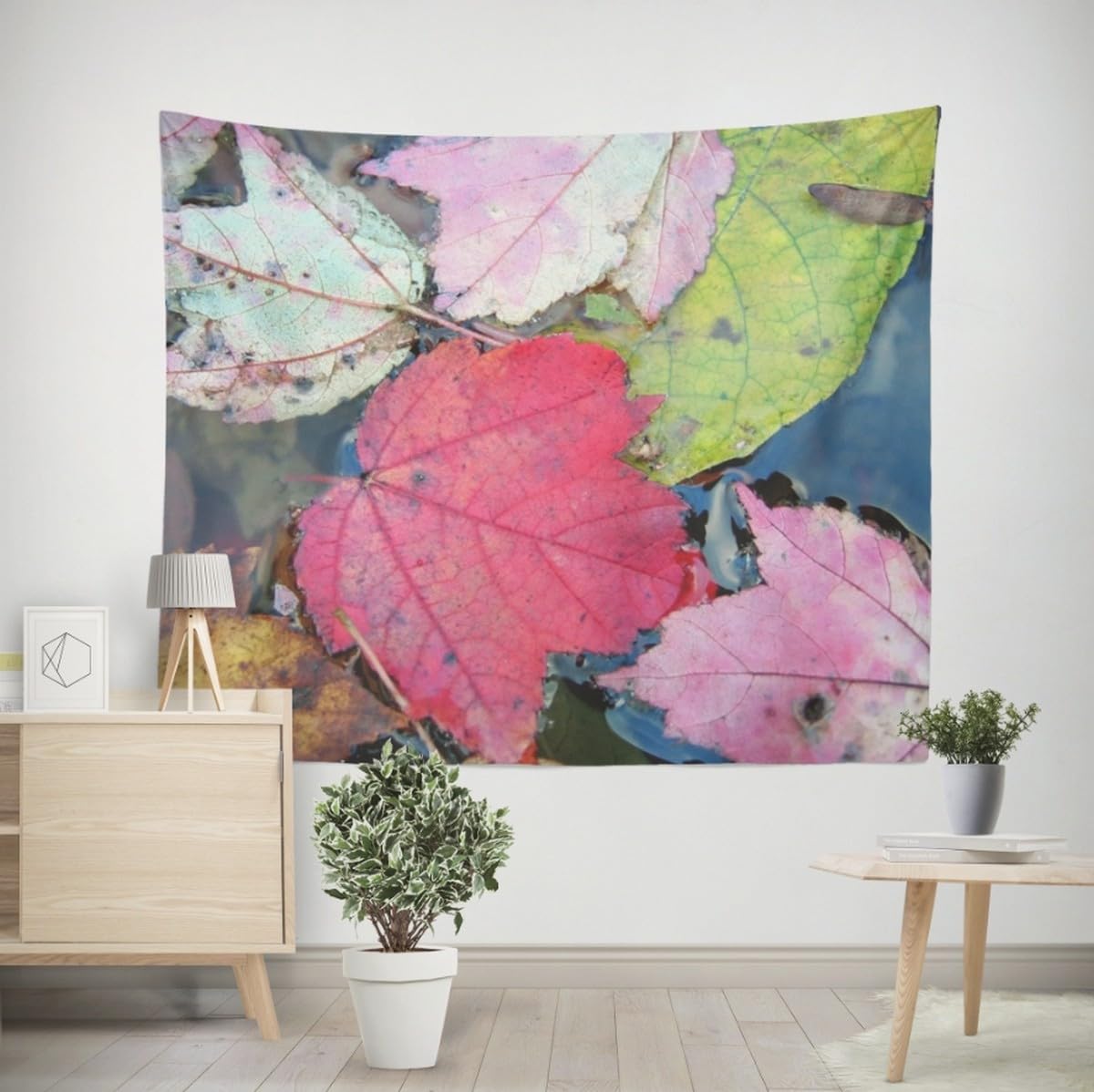 Arazzo Per Divano Telo Per Muro Camera Foglia Di Acero Arazzo Da Parete Antico Decorazione Murale Ragazza Rosso Tessuto Stampato Per Decorazioni Murali 200x200 CM