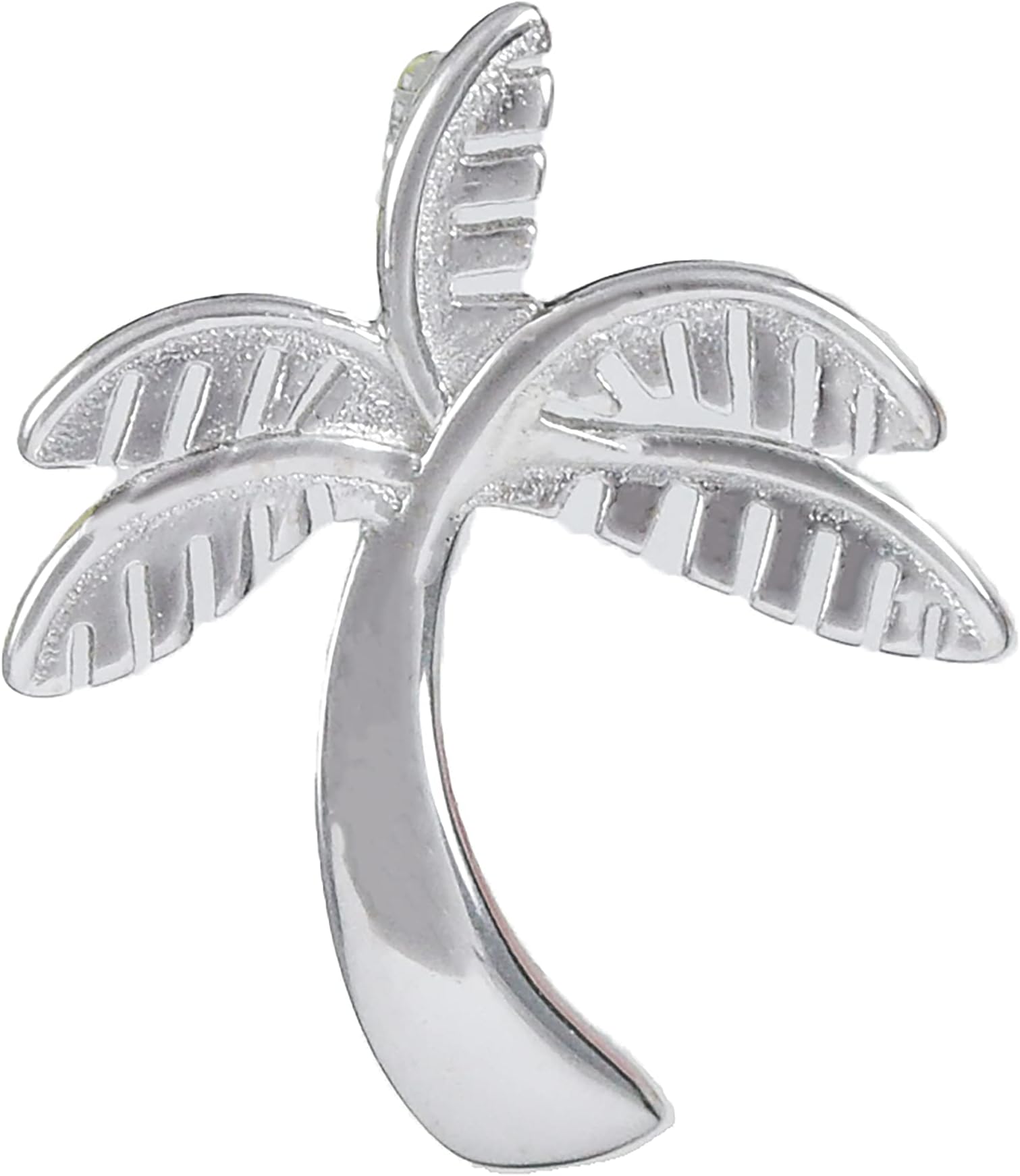 Pretty Hawaiian Palm Tree Necklace, Sterling Silver Palm Tree Charm Pendant, N6123B, Metal, Opal