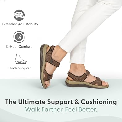 Orthofeet Women's Orthopedic Malibu Adjustable Three-Strap Sandal