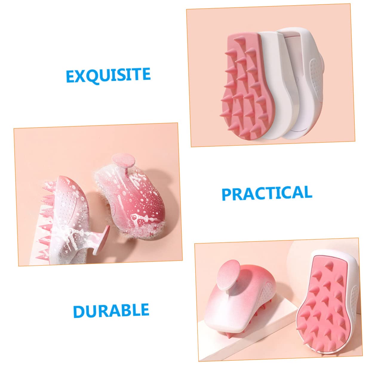 5pezzi Spazzola Massaggiante Per Capelluto Silicone Massaggiatore Per Shampoo Portatile Spazzola Per Lavaggio Rilassante e Rigenerante Per Tutti Tipi Di