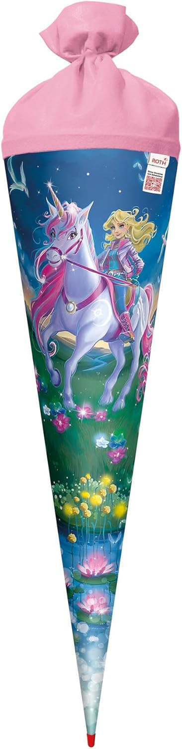 ROTH Motif School Cone, Magic Unicorn Rider, 70 cm, Round, Red Tip, Felt Closure