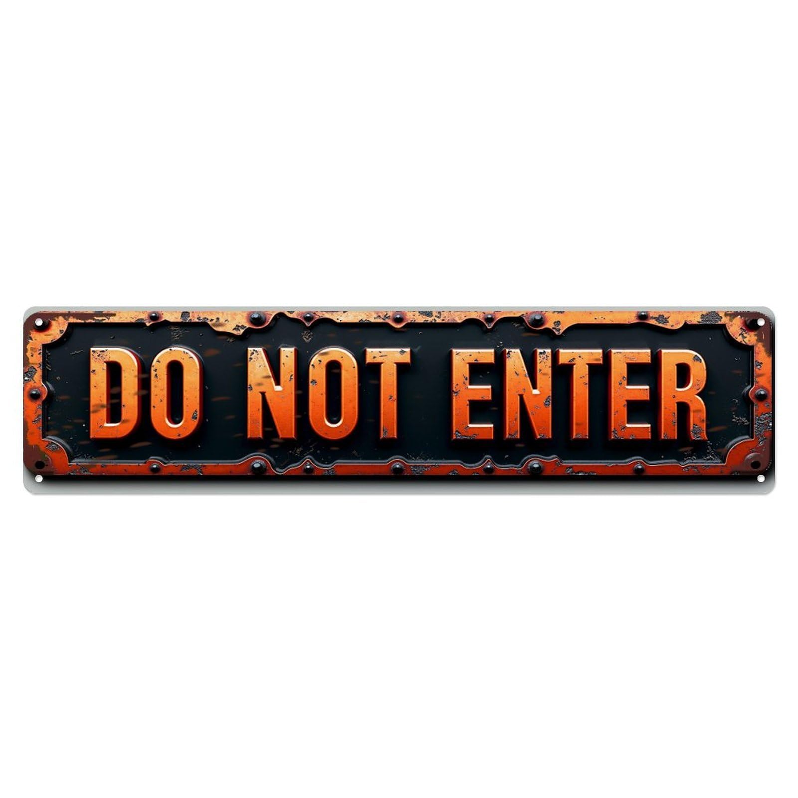 Rusty Metal Sign Warning Text Vintage Tin Sign Retro Metal Wall Decor Metal Poster, Home Bar Garage Farmhouse Cafe Wall Art Decoration 4x16Inch