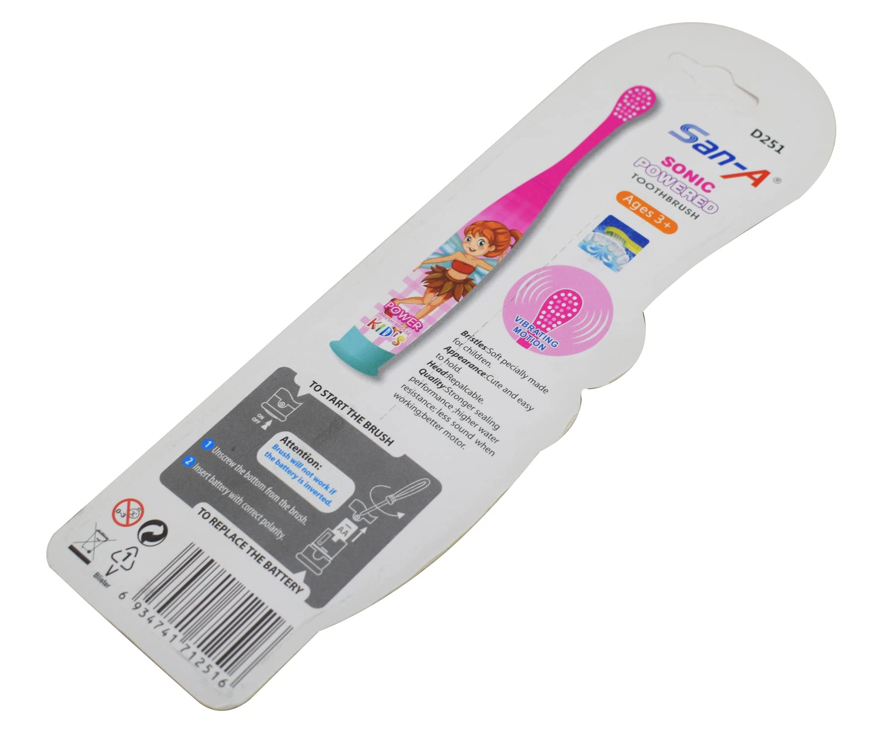 Kidizkart Pink Color Kids Girls Cartoon Printed Extra Soft Electric Battery Powered Toothbrush for Boy Kids (1Pcs) - Image 3 thumbnail