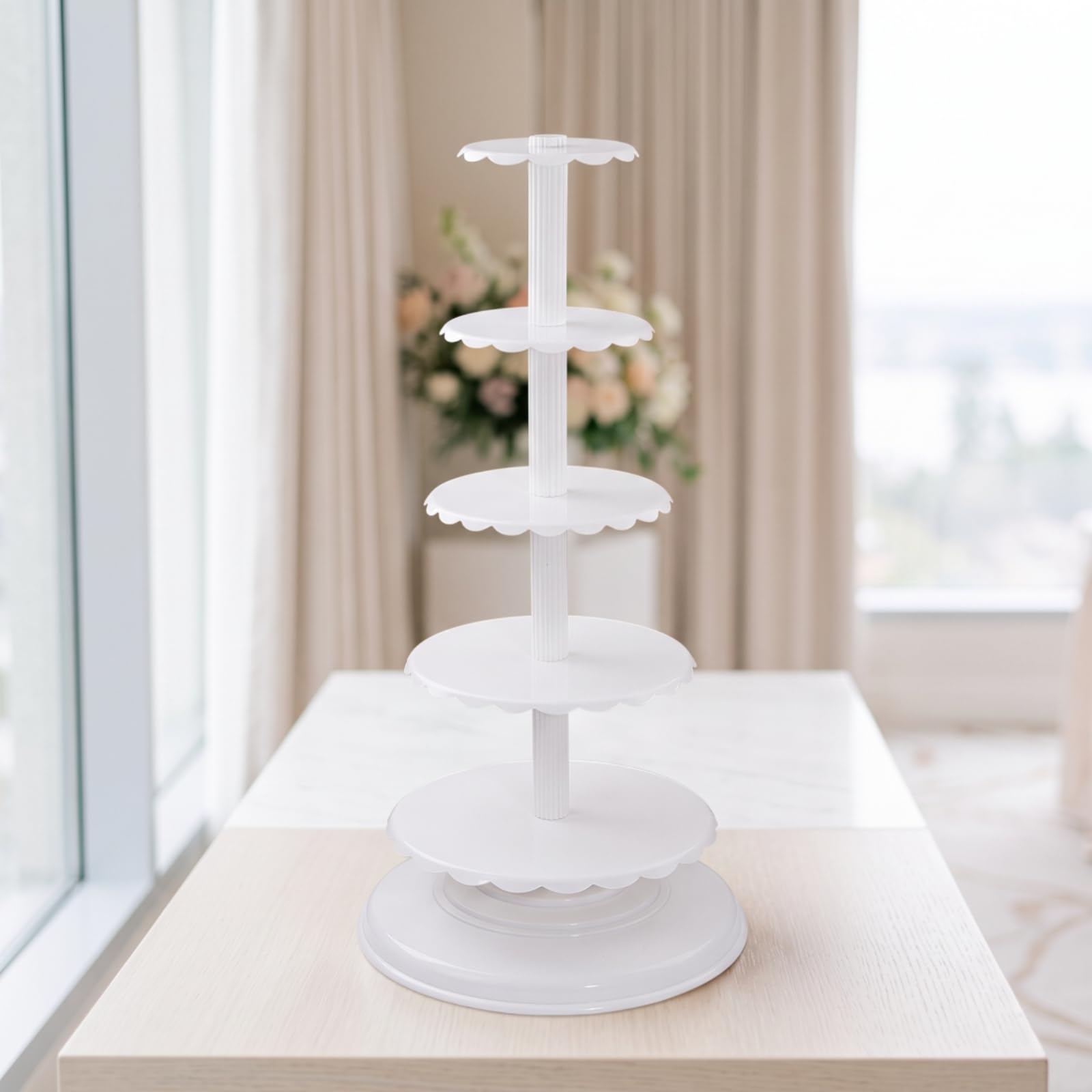 Baoblaze Présentoir à sserts à Six Niveaux avec Colonne Centrale Haute et Socle Large pour Exposer Gâteaux et Tartes Lors Réceptions et Événements Professionnels