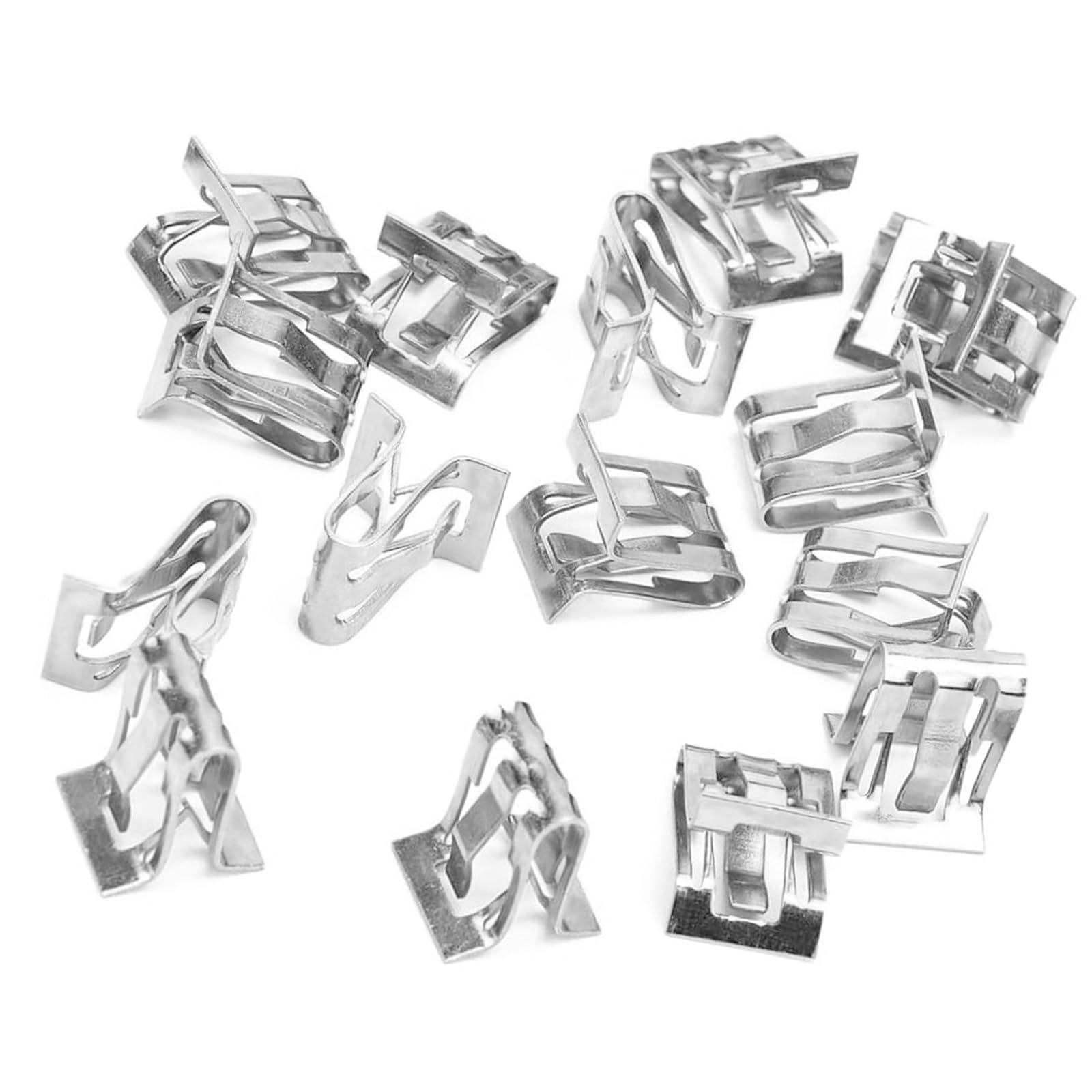 Pack-15 Car Center Console Dashboard Interior Panel Buckle Clip, 0.59" x 0.63" Liftgate Trim Panel Fastener Replacement, A Pillar U Trim Fastener Scuff Plate Clip, Universal for Cars (Silver)