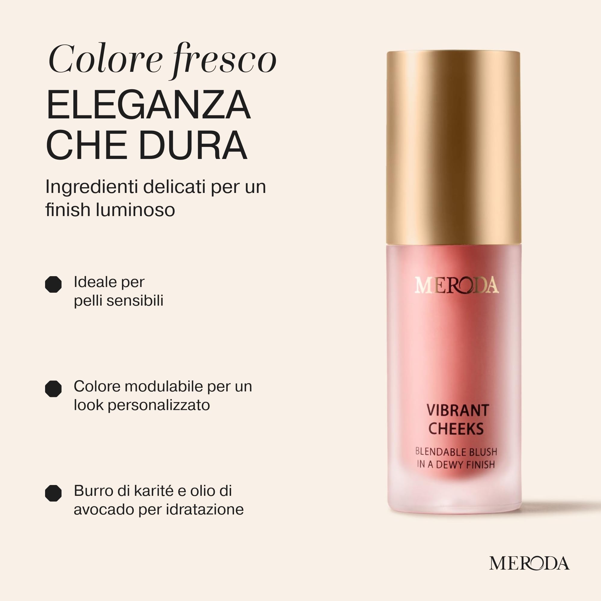 MERODA® Blush Liquido Vibrant Cheeks [FINISH DELICATO & LUMINOSO] - Fard Liquido Altamente Pigmentato - Tinta Lunga Durata per Guance - Blush Fluido per il Viso - Colore Naturale & Luminoso