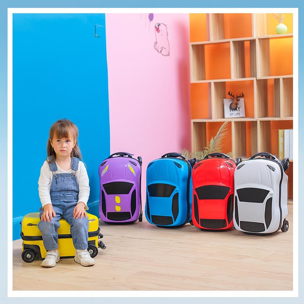Kids Ride-On Suitcase with Wheels – Toddler Luggage for Boys & Girls, Car-Shaped Carry-On Luggage for Kids, Ride On Suitcase with Seat, Lightweight Rolling Travel Bag (green)