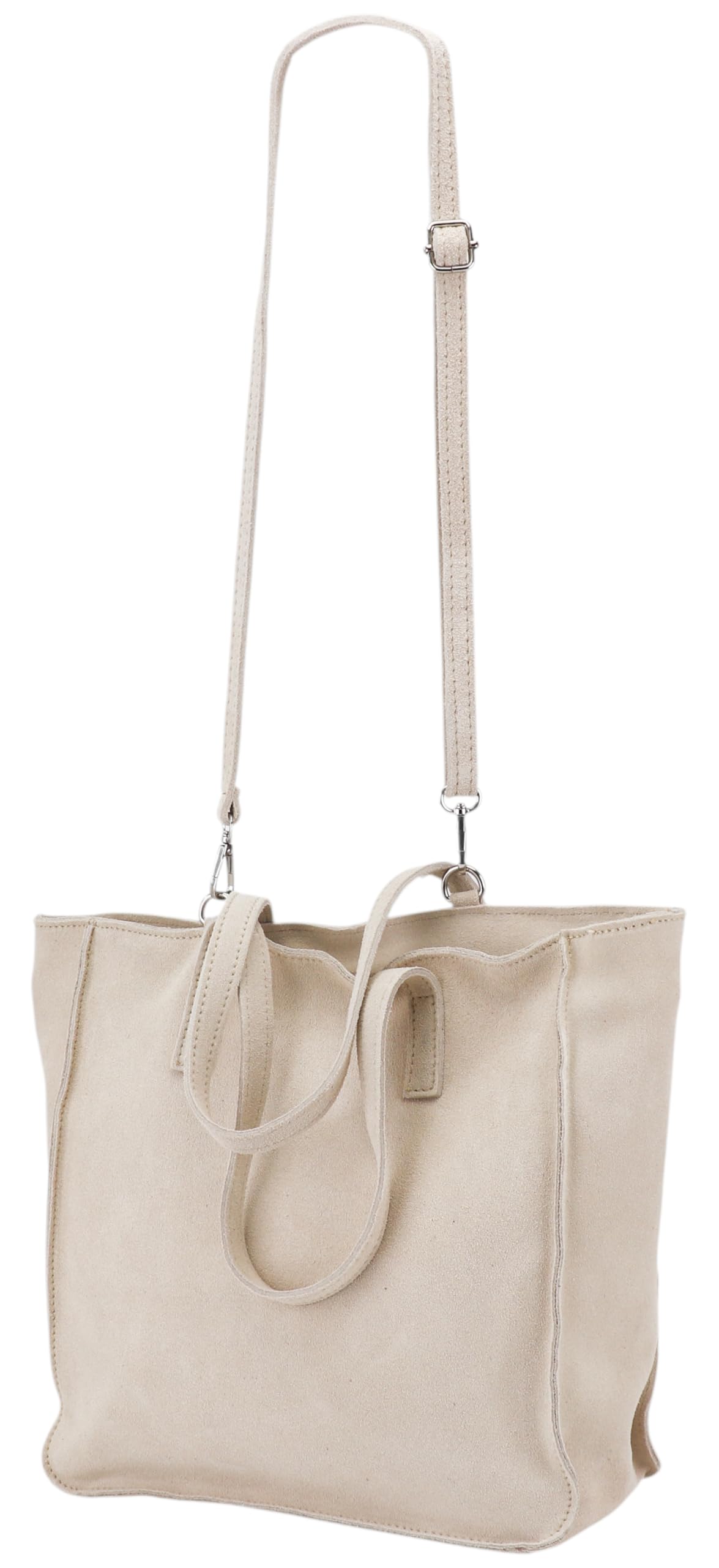 Cristina G566 - Bolso bandolera para mujer, de ante auténtico, con cremallera, compartimento interior, 37 x 13 x 29 cm