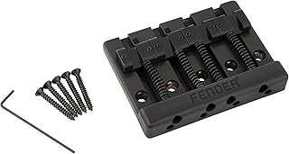 Fender HiMass 4-String Bass Bridge Assembly With Brass Saddles, Black