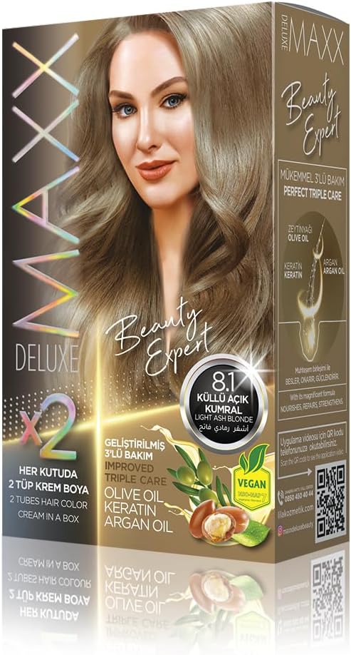 Maxx Deluxe Beauty Expert Set Saç Boyası 8.1 Küllü Açık Kumral