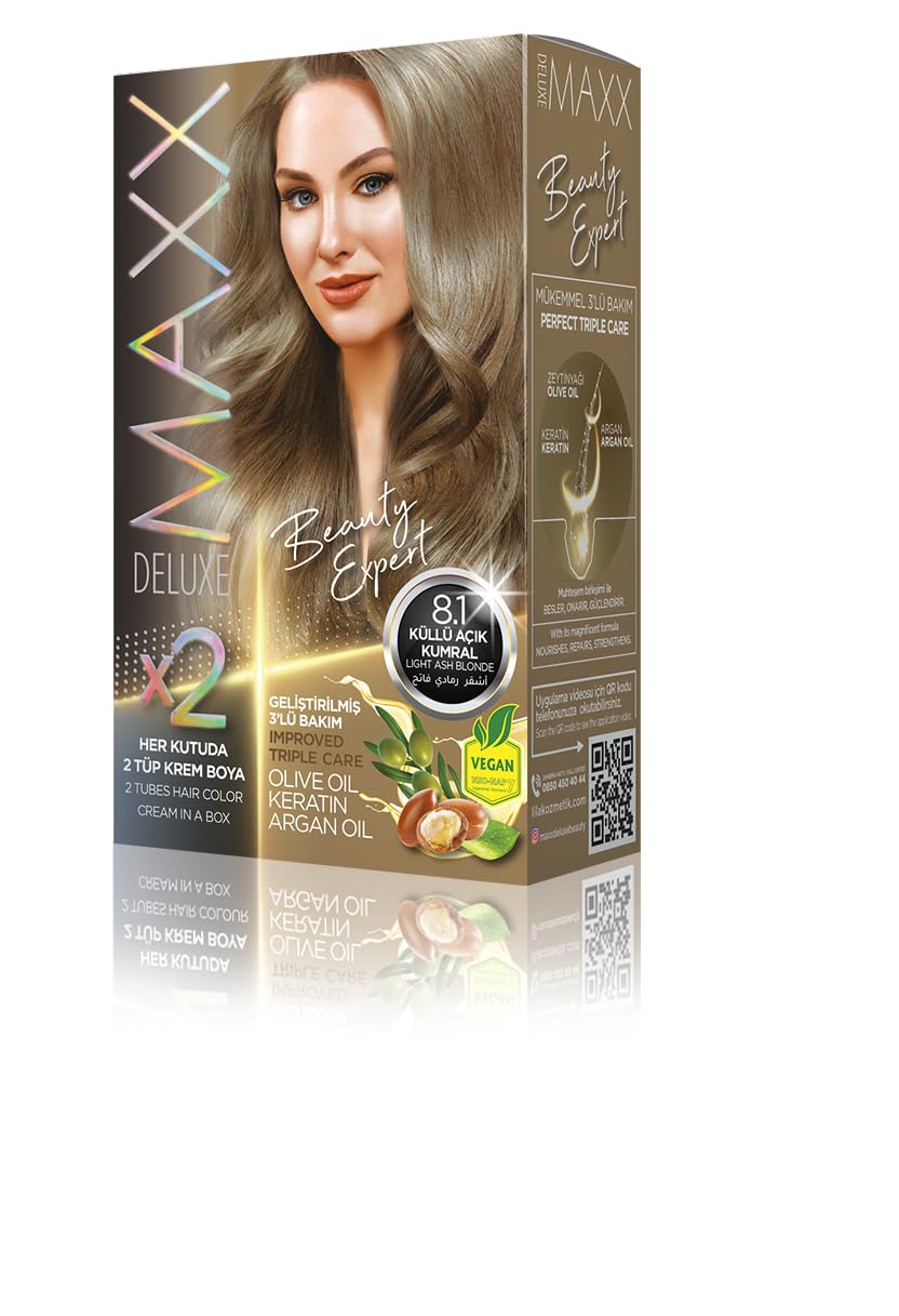 Maxx Deluxe Beauty Expert Set Saç Boyası 8.1 Küllü Açık Kumral