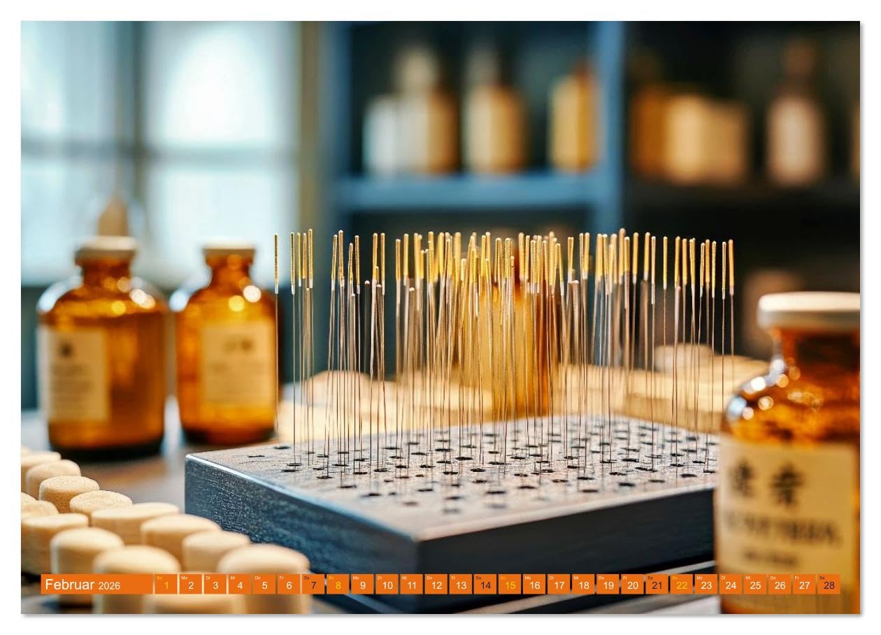 Akupunktur - Im Bann der Nadeln (hochwertiger Premium Wandkalender 2026 DIN A2 quer), Kunstdruck in Hochglanz: Jeden Monat im Einklang mit dem Qi (CALVENDO Gesundheit)
