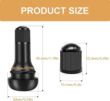 12PCS TR415 Tubeless Valve Stem Rubber Snap Valve Stem Black Standard Length Replacement Tire Valve Stem for Tubeless Rim Holes for Automotive Tires for Standard Vehicle Tires DD008-415