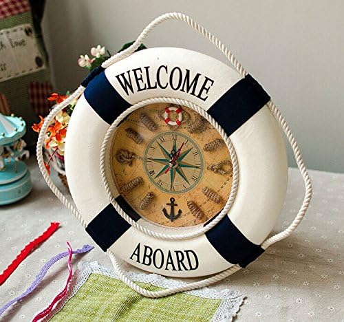 Marine Mediterranean-style life preserver clock wall clock tires hanging home decorations home decor clocks wall,Other,Red