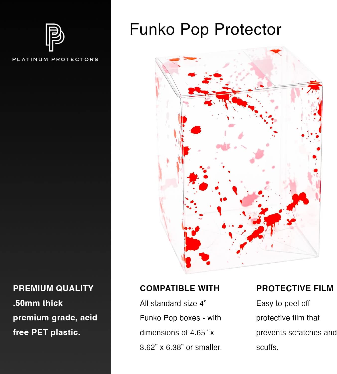 Pop Protector Cases Red Blood Splatter .50mm Compatible with Funko Pop! 4" Vinyl Figures (10 Pack)