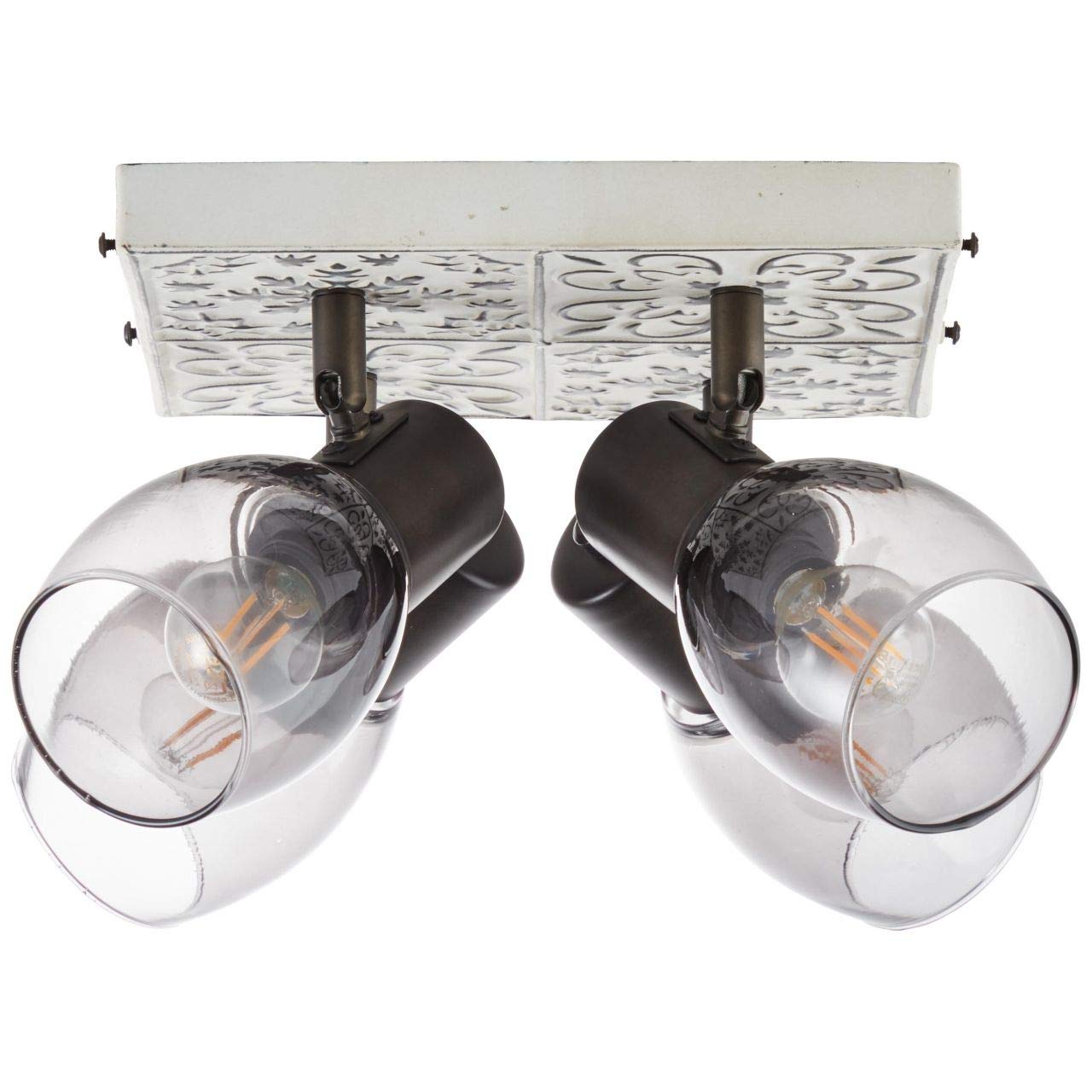 BRILLIANT Tolosa Spot plate 4 llamas crema/vidrio ahumado iluminación interior, focos, redondel | 4x D45, E14, 6W, aptas para lámparas de caída (no incluidas) | A ++ | Cabezas giratorias