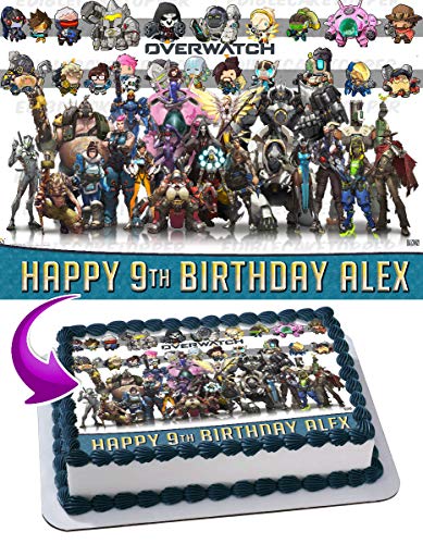 Cakecery Overwatch Edible Cake Image Topper Personalized Birthday Cake Banner