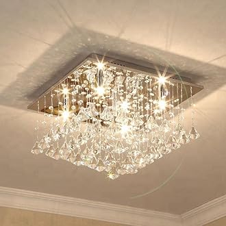 BB 23cm Chandeliers LED Celining Pendant Light Square Shape Fixture for Hall, Bedroom, Living Room (Glass)