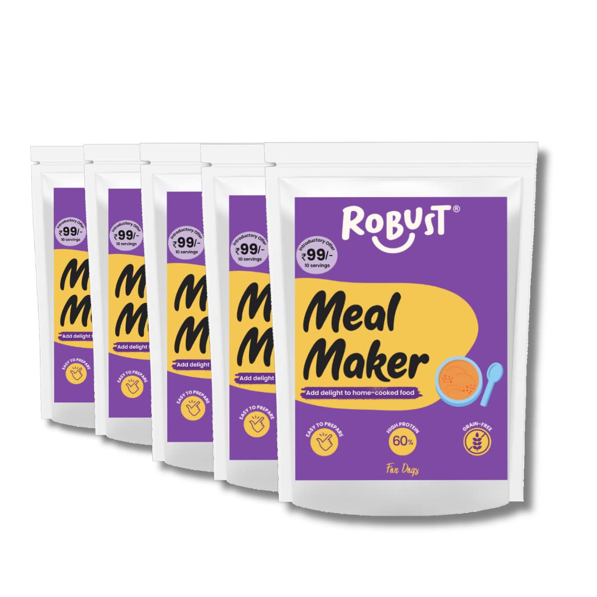ROBUST Meal Maker (100 Gm) Pack of 5 | Sprinkle Like a Seasoning Over Home Cooked Meals for Wholesome & Delicious Feeding | with Chicken, Turmeric & Natural Ingredients | Healthy & Wellness Infused