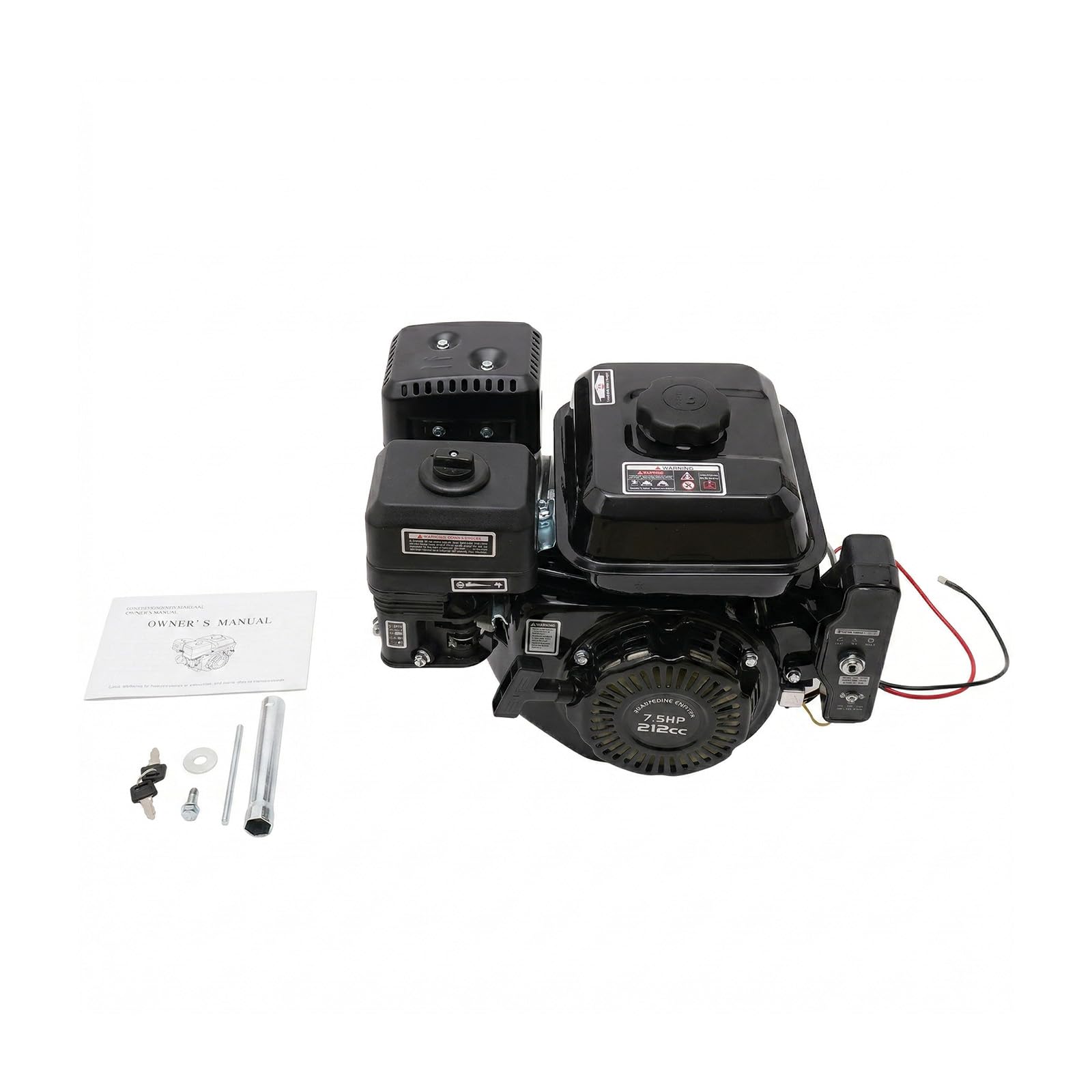 Motor de gasolina de arranque eléctrico, 4 tiempos, 7,5 CV, motor de gasolina con diámetro del cigüeñal de 20 mm, motor de gasolina industrial OHV de 212 cc, motor de gasolina de 3600 RPM para