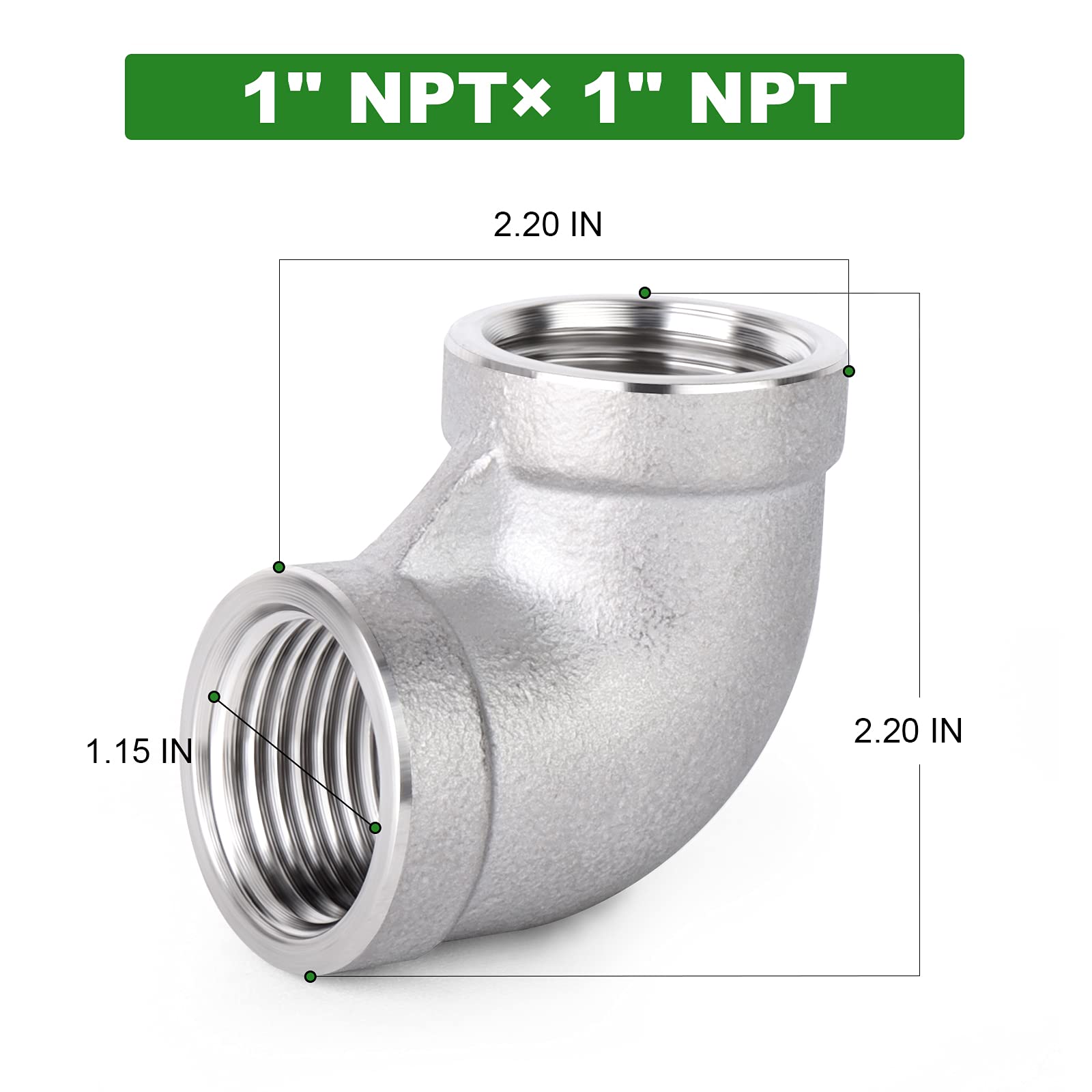 1-1/4&#34; Elbow 90 Degree Angled F/F Stainless Steel SS DN32 304 Stainless Steel Tube Fitting Female Elbows - 1/2" x 3/8" Compression