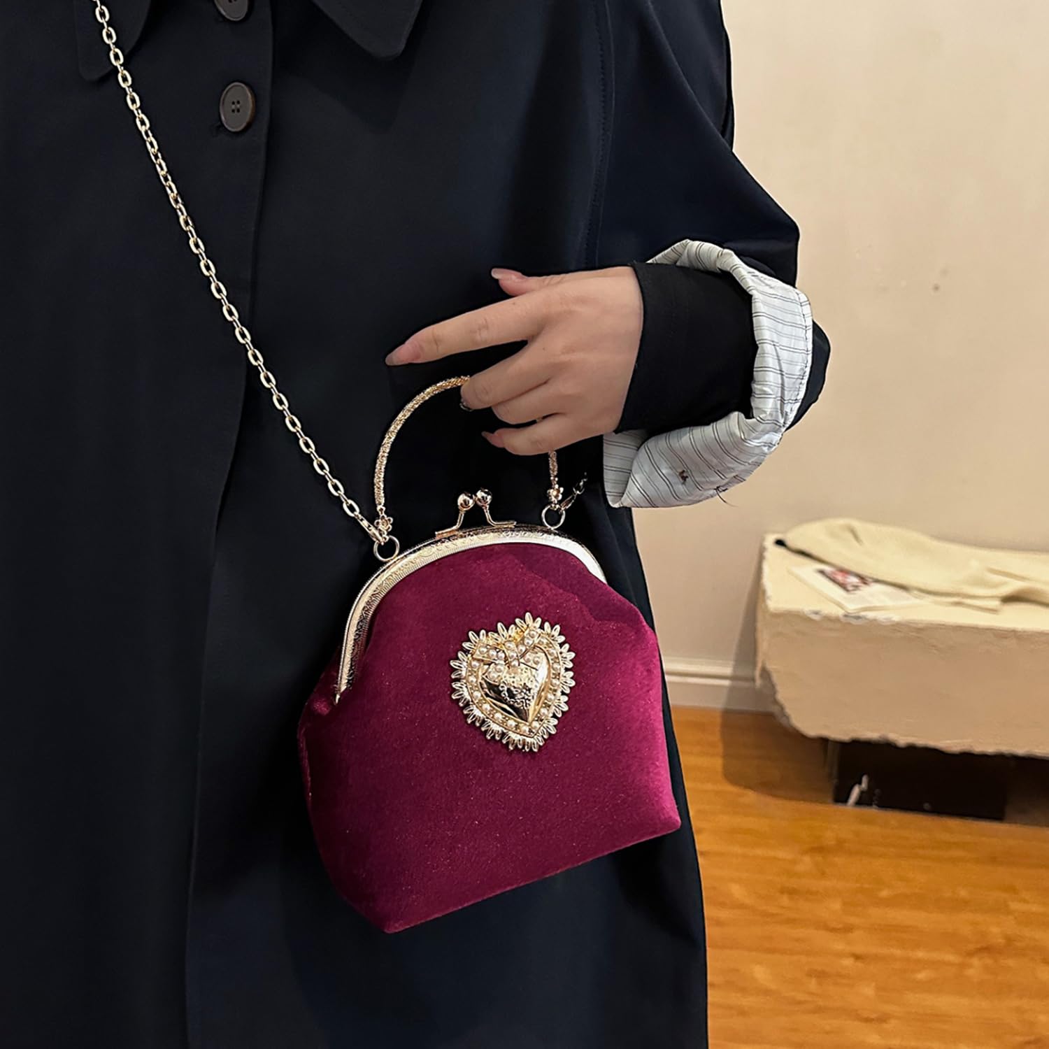 Pahajim‌ Bolso Fiesta Mujer Bolso Noche Elegante Cartera de Mano, Vintage Clutch Ceremonia con Cadena para Boda Novia Cocktai Banquete
