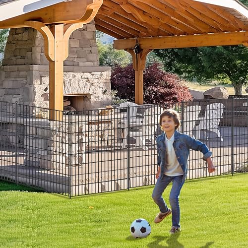 Image of Toolterritary 5 Panels No Dig Garden Fence with Gate, 40 in(H) X 12.1 ft(L) Metal Fence Panels, Thickened Rustproof Garden Fencing, Animal Barrier for for Dogs, Rabbits, Landscape, Patio