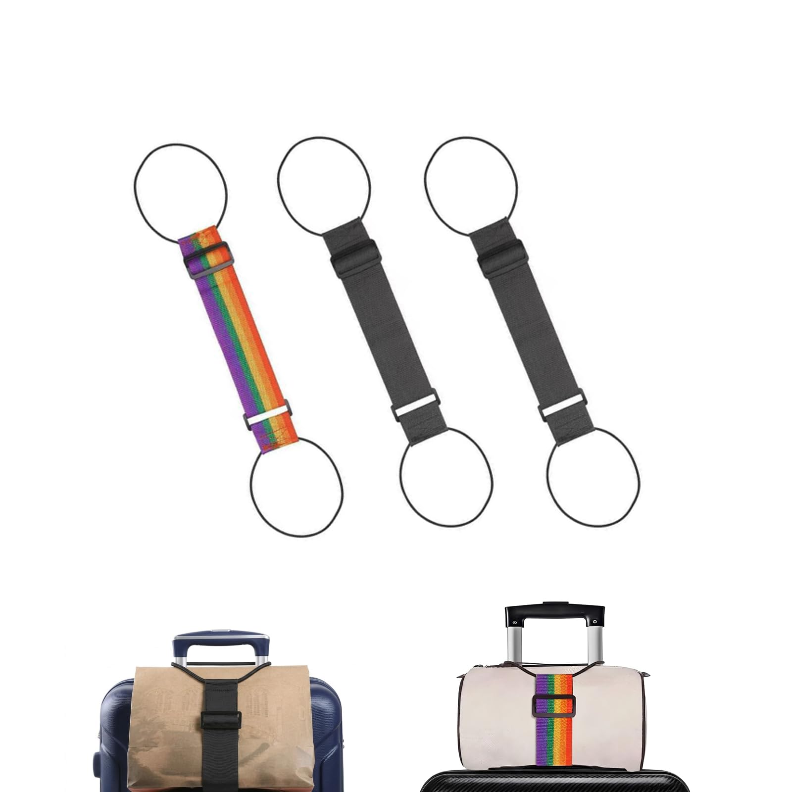 3Pcs Adjustable Luggage Straps for Suitcases, Elastic Travel Strap Rainbow Luggage Binder Strap, Portable Luggages Belt Straps Fixing Belt for Travel Luggage Bags-image-14