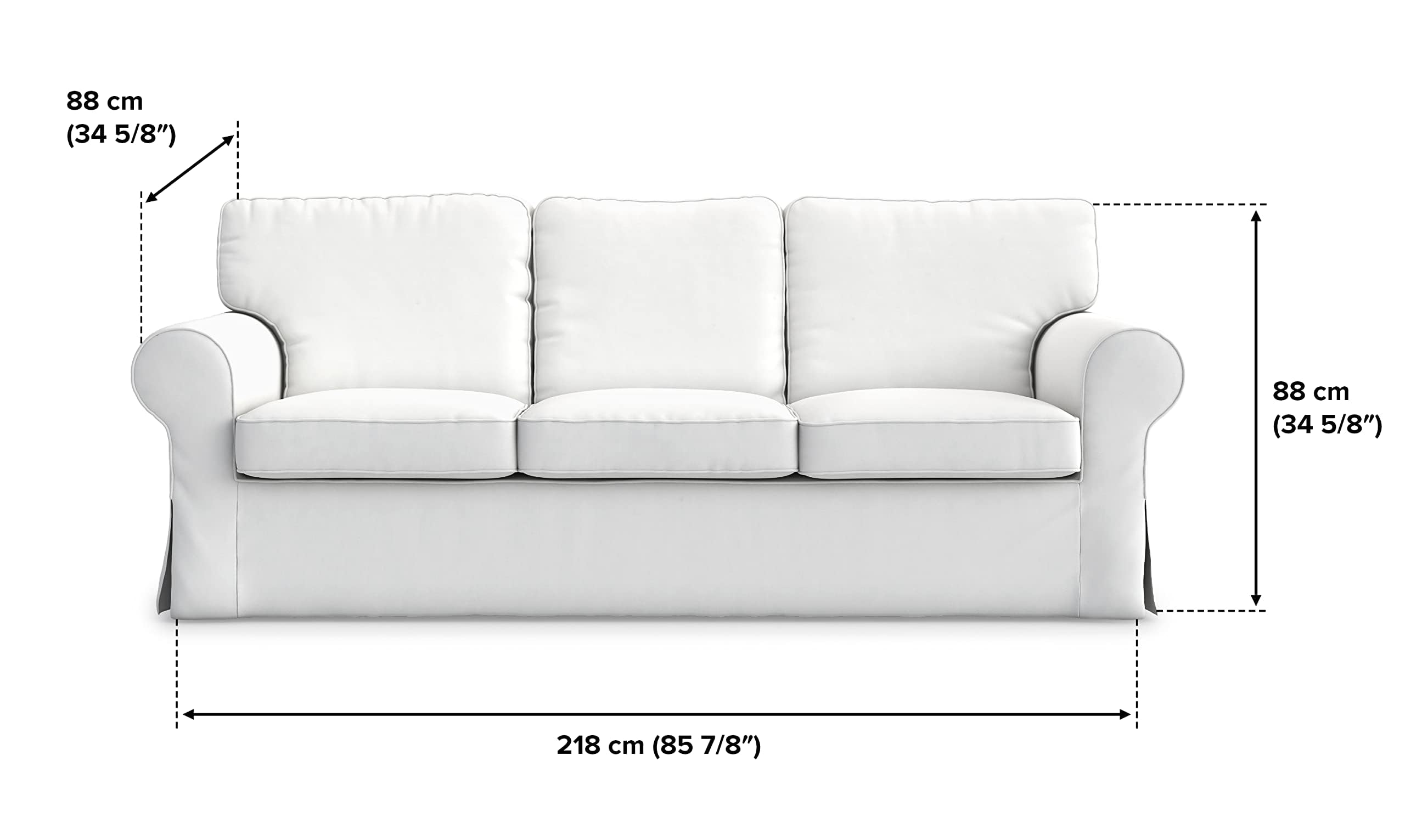MASTERS OF COVERS Sofabezug für IKEA Ektorp 3-Sitzer, Ersatzbezug 218x88x88 cm