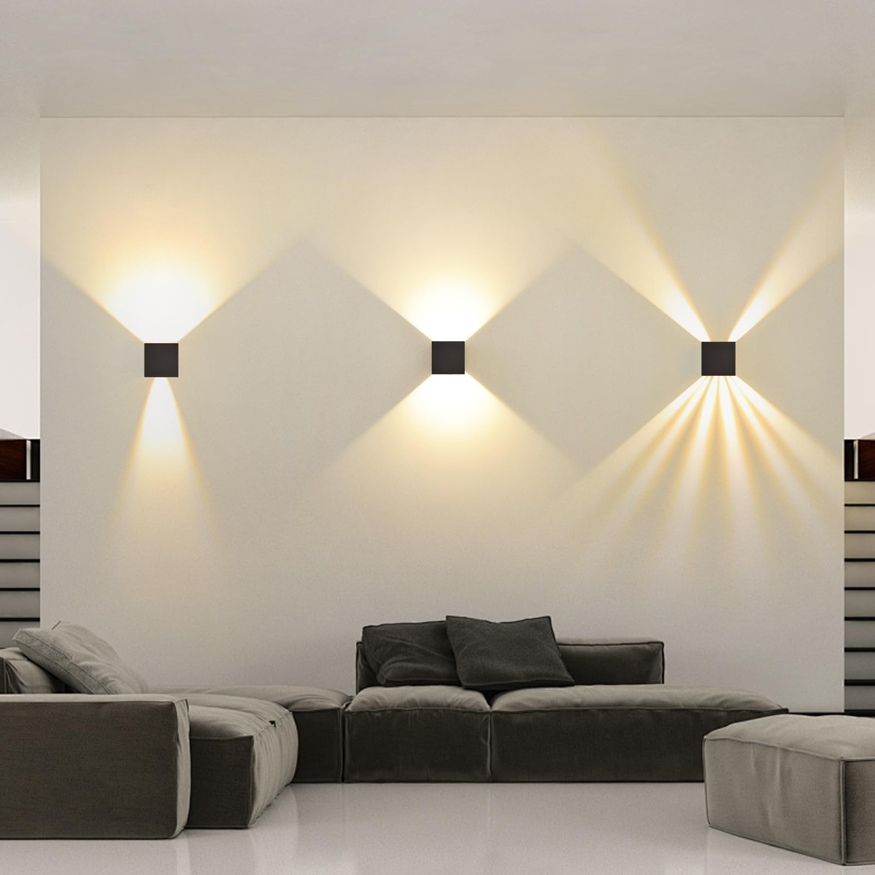 SANSHI Applique da Parete LED Interno Esterno 12W,Moderno Angolo Regolabile del Fascio su e giù Lampada da Parete Bianco Caldo 3000K,IP65 Impermeabile in Alluminio Lampada a Muro per Giardino,Nero