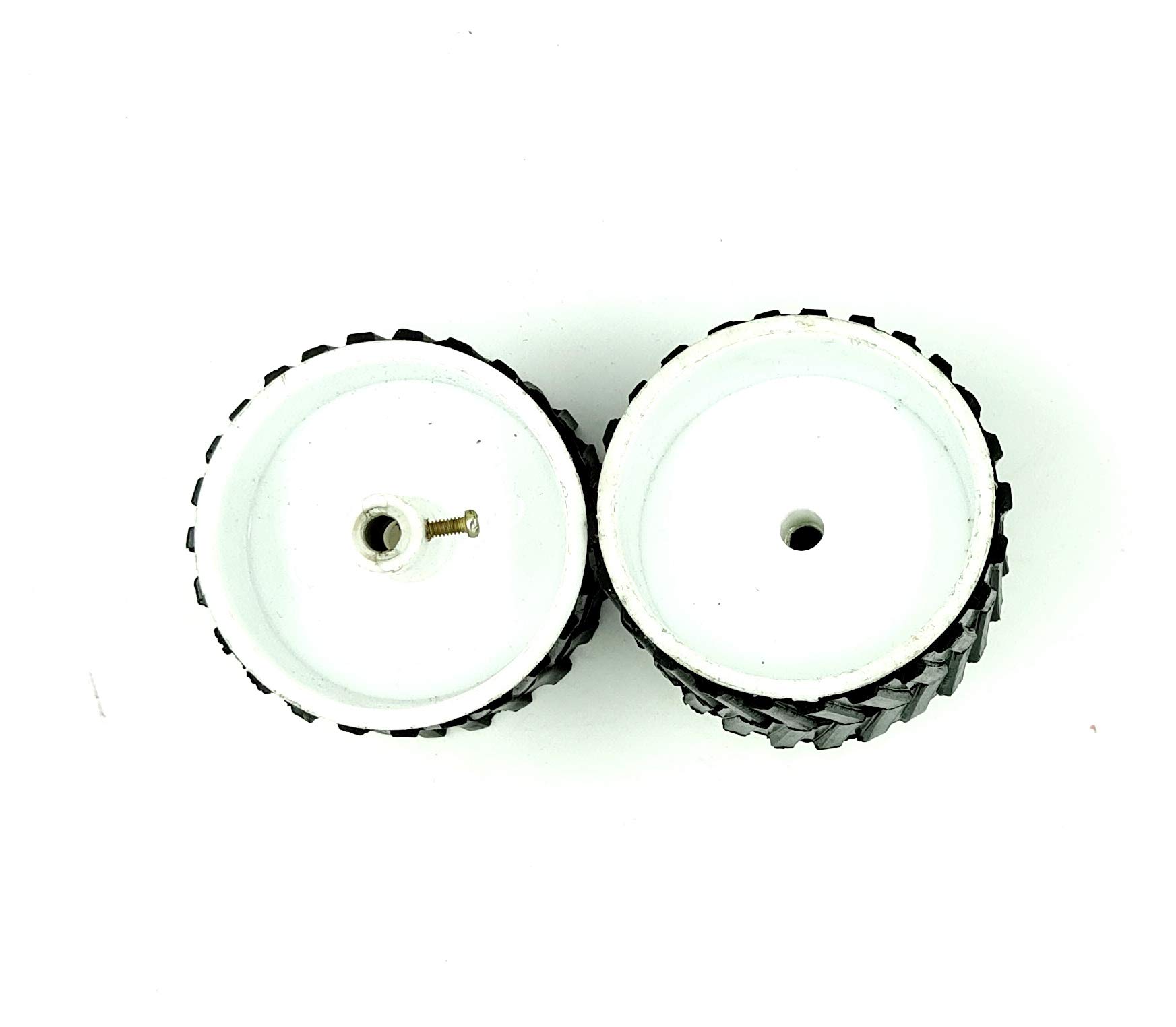 INVENTO 2pcs 70mm x 40mm Plastic Robotic Wheel Durable Rubber Tire Wheel 6mm Hole for DC Geared Motor RC Car Robot