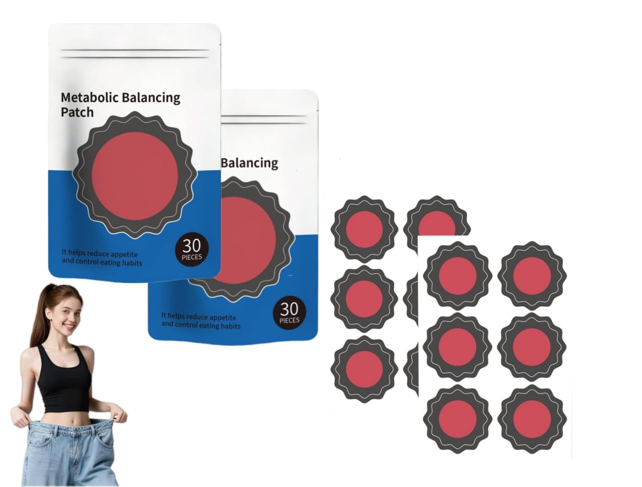 Metabolic Balancing Patches, 2-Pack (30 Pieces Each, Total 60 Count) - Discreet Daily Wellness Support Patches for Easy Application