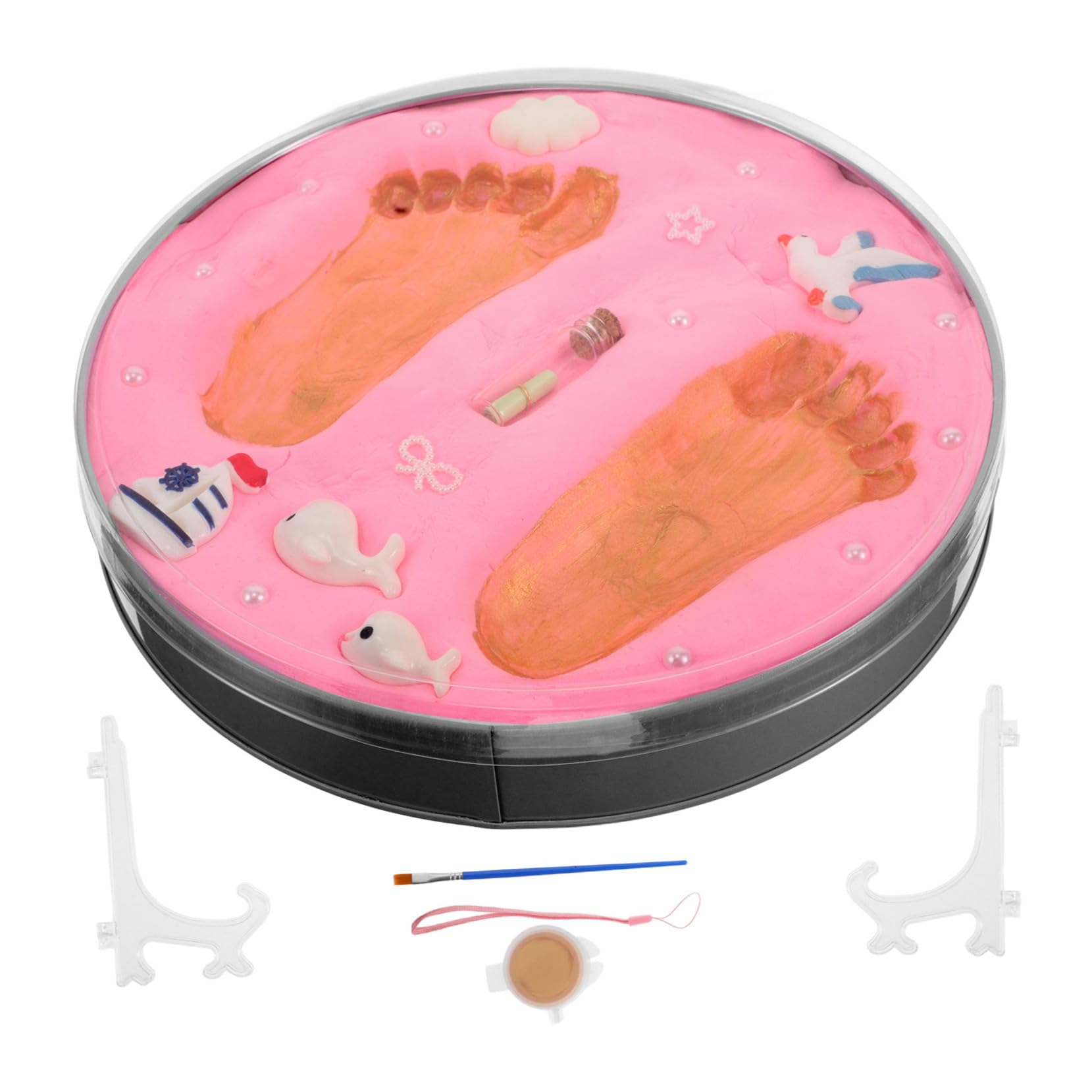 Kit Impronte Mani e Piedi Bebè Rosa per Ricordo Nascita