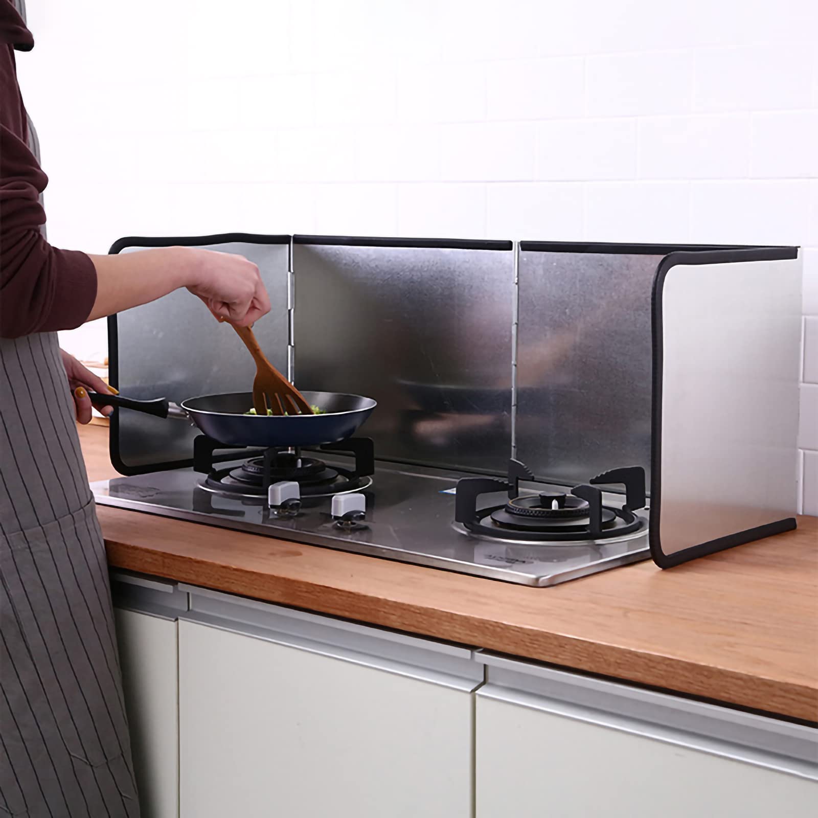 AI HUI Splatter Screen for Frying Pan Stainless Steel High Temperature Resistance Splatter Guard Cover Foldable Nonstick Oil Splash Guard Board Kitchen Tool for Cooking