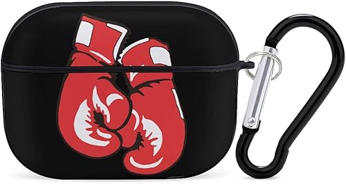 Funda para guantes de boxeo rojos compatible con AirPods Pro con llavero y funda para auriculares