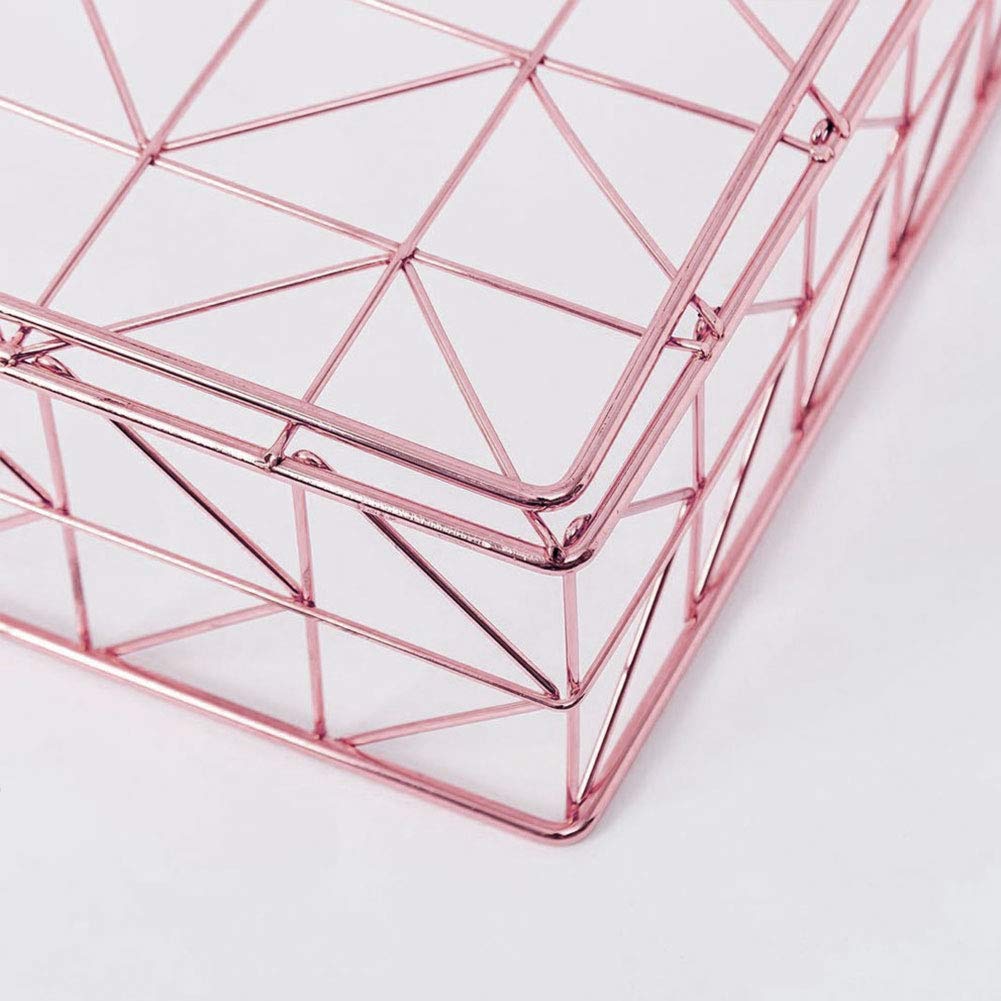 Cartellina Portadocumenti a 4 Ripiani, Vassoi di Archivio per Ufficio Documento Lettera Porta Carta Scaffale Scaffale Filo Metallico Impilabile, Design Chic (1 Set/4 Pezzi),Rose gold