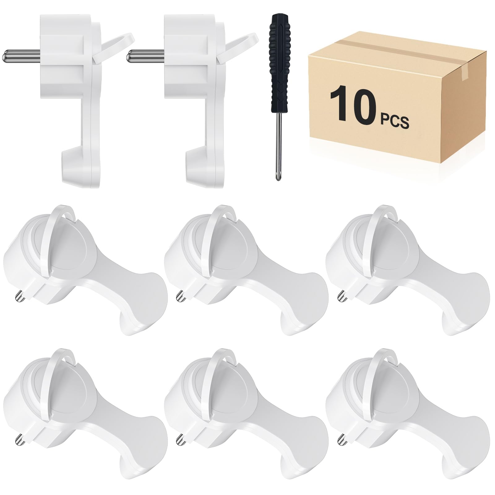 [10 Stück] Elektrischer Schuko-Stecker, extraflacher Erdungskontaktwinkelstecker mit Klappgriff, 250 V, 16 A, für Kabel bis zu 3 x 1,5 mm², Flachstecker, Euro-Stecker, Weiß