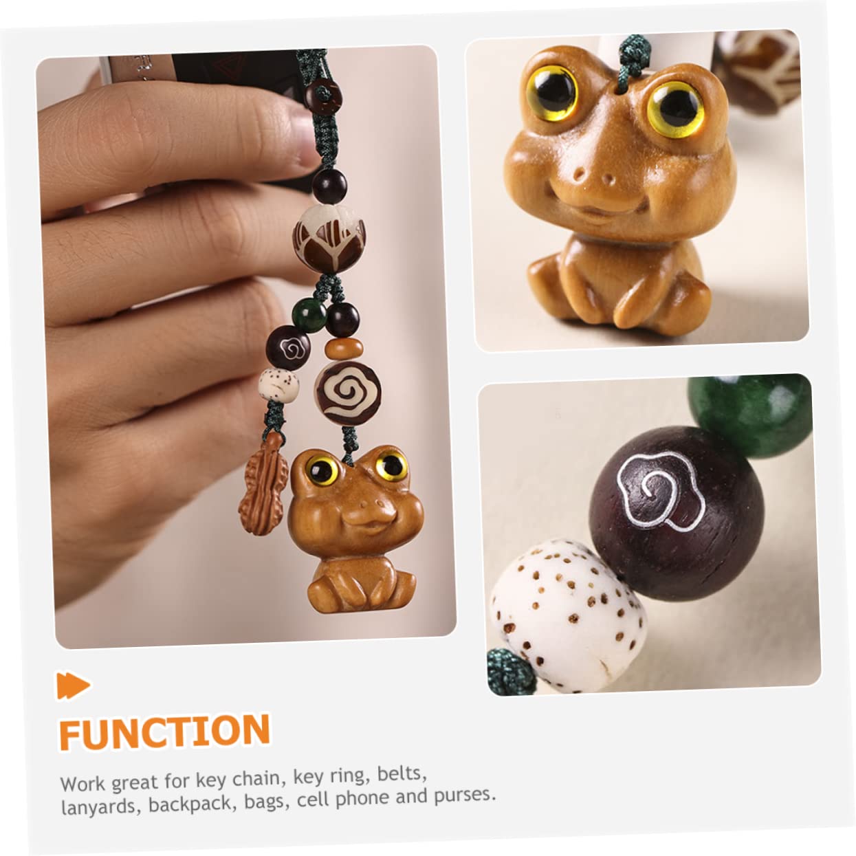 VALICLUD 4stücke Holz Tier Schlüsselanhänger Charm Süßes Frosch Design Als Taschenanhänger Oder Handy-dekoration Leicht Und Auffällig Perfektes Für Jeden Anlass