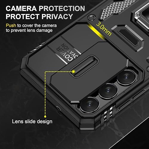 Miniatura 6 de Androgate Funda para Samsung S23, Galaxy S23 con protector de pantalla HD, soporte de anillo de metal de grado militar con soporte de 15 pies, a