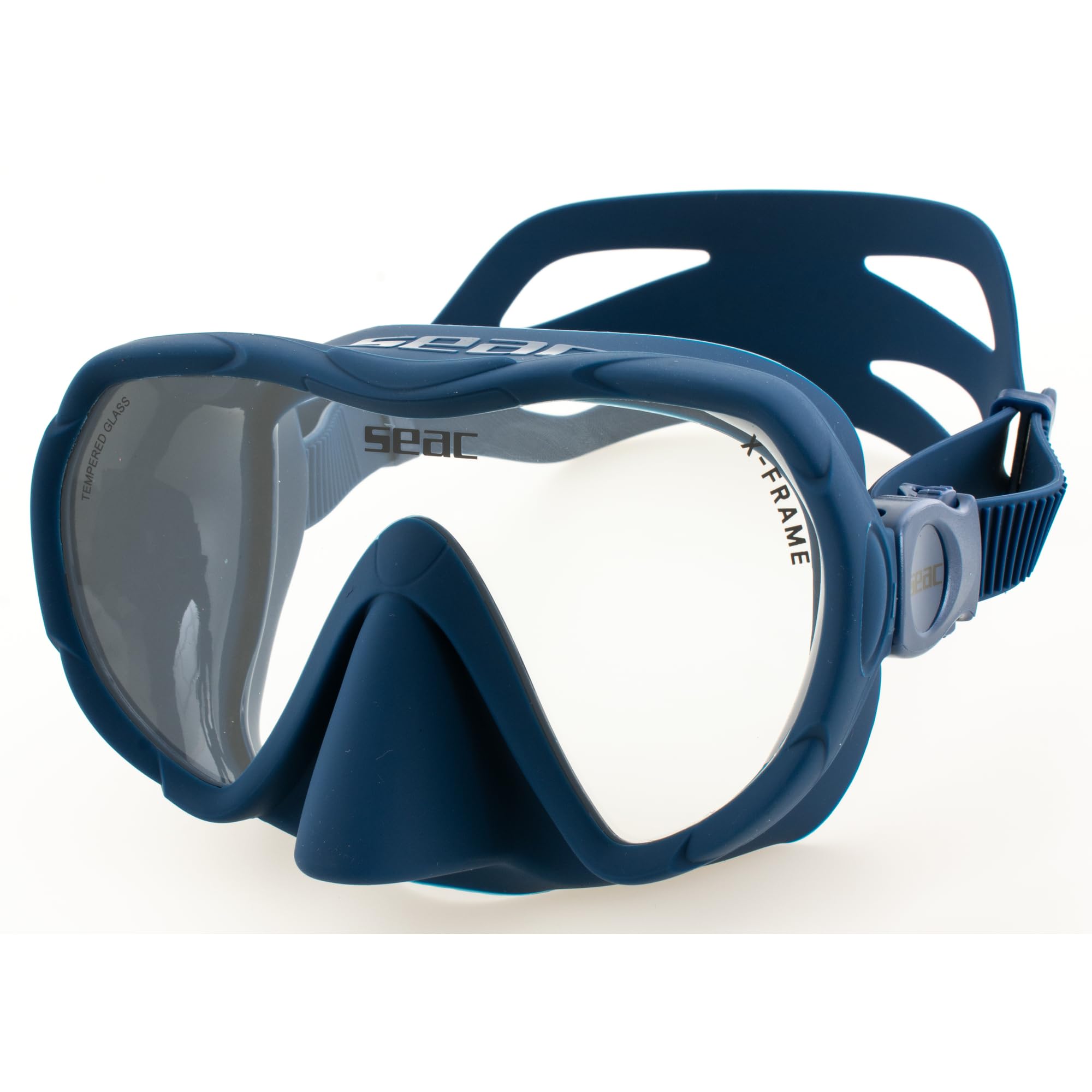 SEAC X-Frame - Rahmenlose Silikon-Tauchmaske mit einzelner gehärteter Glaslinse | Klare Sicht und Stabilität unter Wasser, geringes Volumen | Zum Tauchen und Schnorcheln - Made in Italy