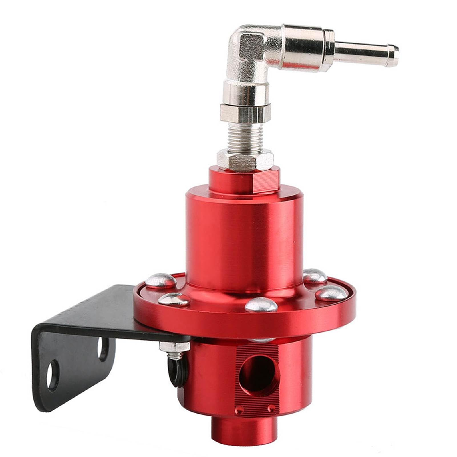 Yctze Regolatore Pressione Benzina - Componenti di distribuzione ricambi Auto Regolatore di Pressione del Carburante FPR Regolabile in Alluminio Universale con manometro per Auto Rossa