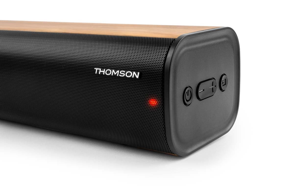 THOMSON Barra de Sonido y subwoofer inalámbricos Subwoofer inalámbrico SB400BRWS (Negro y Madera)