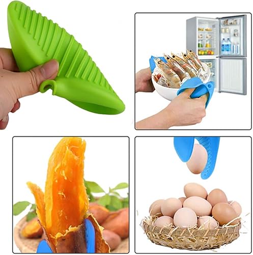 Miniatura 6 de Manoplas de silicona para cocinar, guantes para horno, protector de dedos para cocina, hornear, barbacoa, guantes resistentes al calor, 2 pares