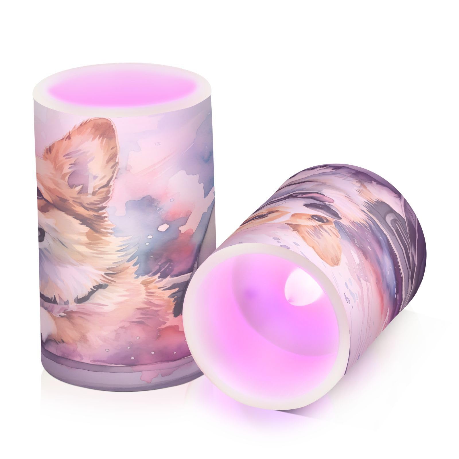 ALAZA Dog (55) Flickering Flameless Candles Battery Operated with Remote Timer,Tea Light Candles LED Pillar Votive Candles Set of 2 for Outdoor Indoor Decorations