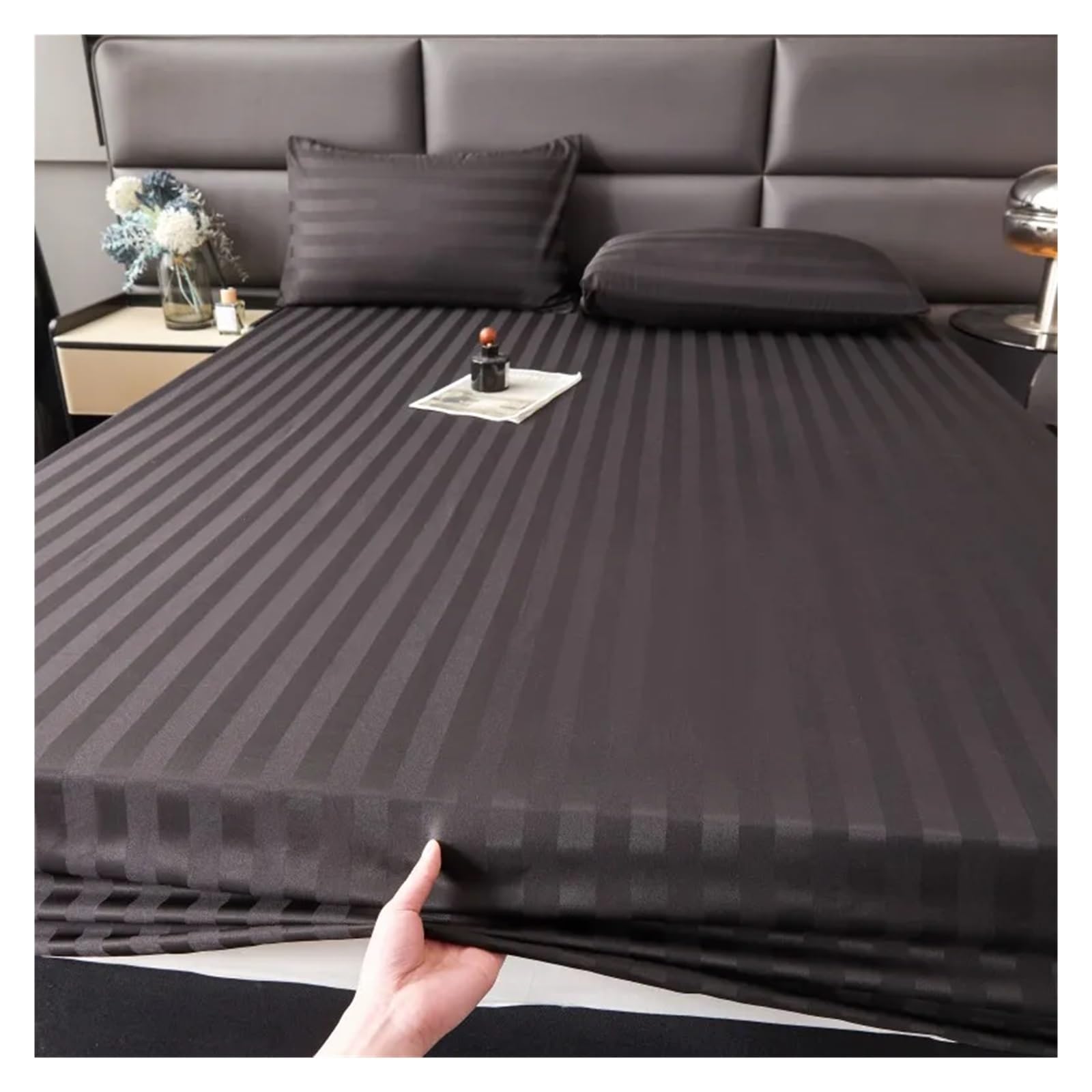 Wasserdichter Matratzenbezug Glattes Bettlaken, hautfreundliches Spannbettlaken, Sommerbettbezug, Einzel-/Queen-/Kingsize-Bettwäsche(Color03,180x200cm 3pcs Set)