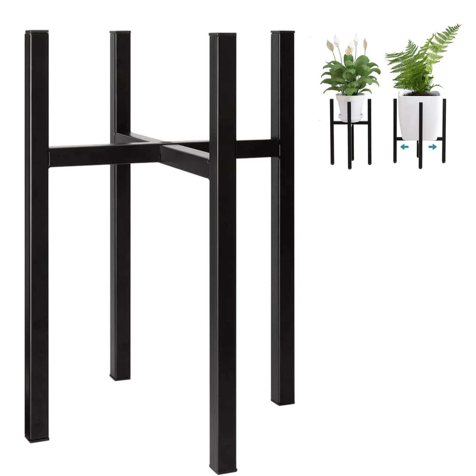 TSKDKIT Soporte de metal negro para plantas de 40 cm, soporte ajustable para macetas de interior y exterior, soporte alto para plantas, soporte para macetas resistente para jardín, hogar, oficina