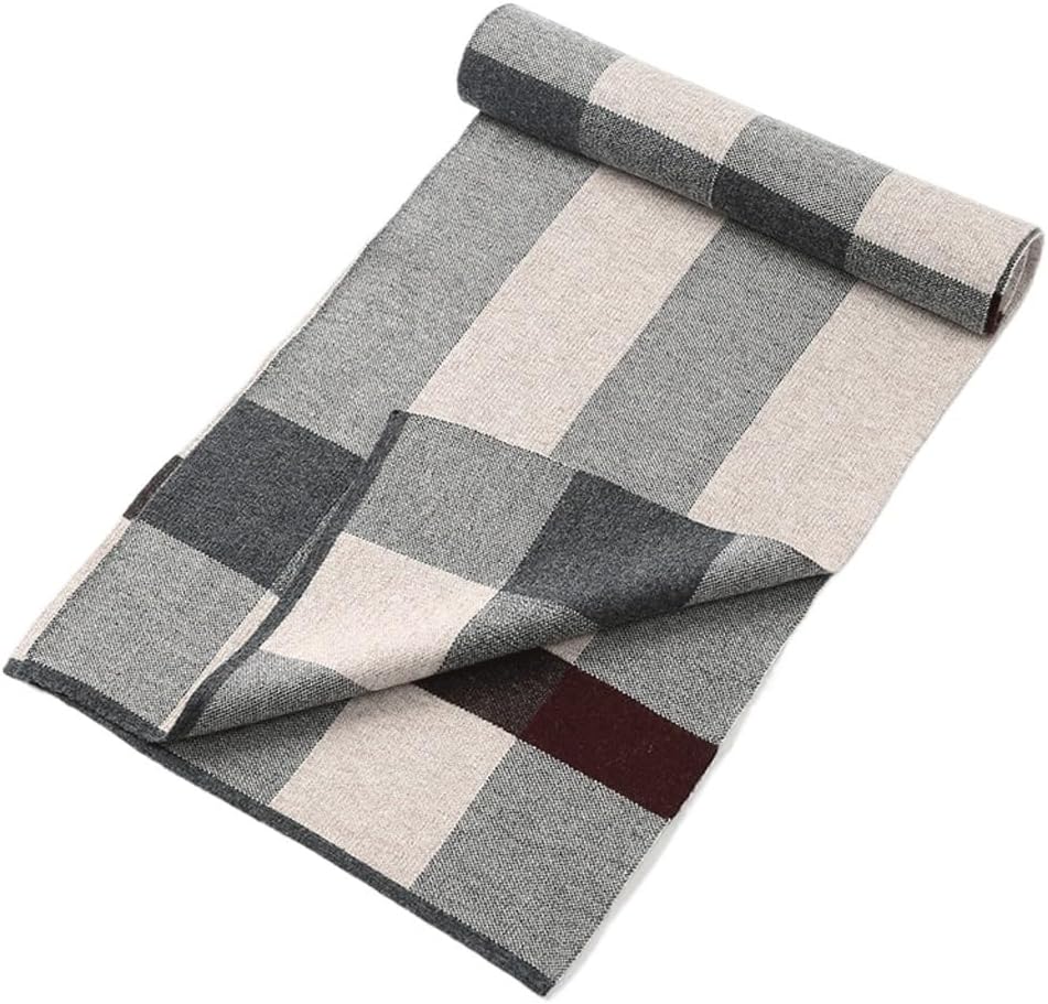 HBJWOV Men's Scarf Winter Warmth Thickened Neck Versatile Plaid Scarf
